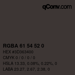 Color code: RGBA 61 54 52 0 | qconv.com