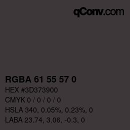 Color code: RGBA 61 55 57 0 | qconv.com