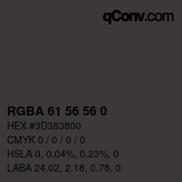 Color code: RGBA 61 56 56 0 | qconv.com