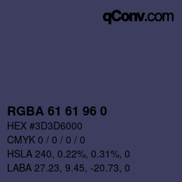 Farbcode: RGBA 61 61 96 0 | qconv.com