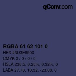 Color code: RGBA 61 62 101 0 | qconv.com