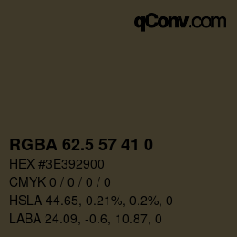Color code: RGBA 62.5 57 41 0 | qconv.com