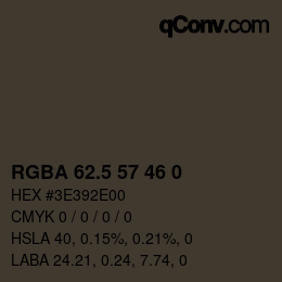 Color code: RGBA 62.5 57 46 0 | qconv.com