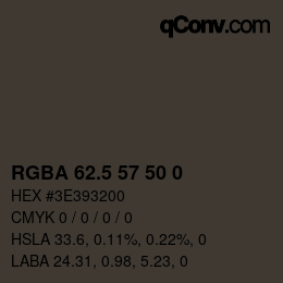 Color code: RGBA 62.5 57 50 0 | qconv.com