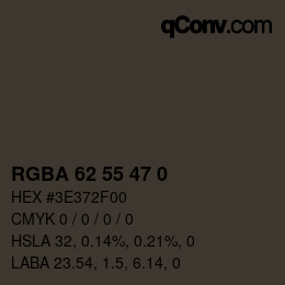 Color code: RGBA 62 55 47 0 | qconv.com