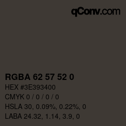 Color code: RGBA 62 57 52 0 | qconv.com