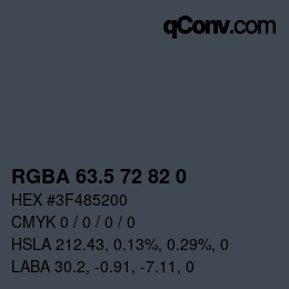 Color code: RGBA 63.5 72 82 0 | qconv.com