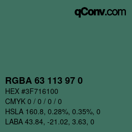 Color code: RGBA 63 113 97 0 | qconv.com
