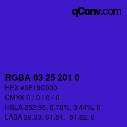 Farbcode: RGBA 63 25 201 0 | qconv.com