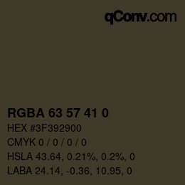 Color code: RGBA 63 57 41 0 | qconv.com