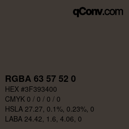 颜色代码: RGBA 63 57 52 0 | qconv.com