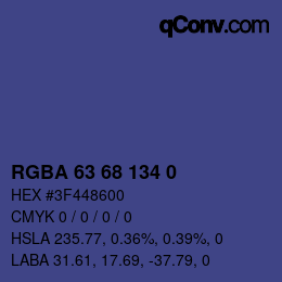 Color code: RGBA 63 68 134 0 | qconv.com