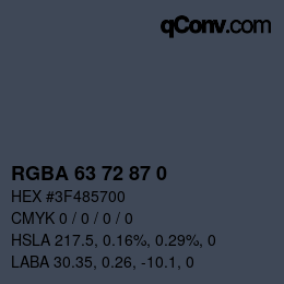 Color code: RGBA 63 72 87 0 | qconv.com