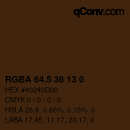 Color code: RGBA 64.5 36 13 0 | qconv.com