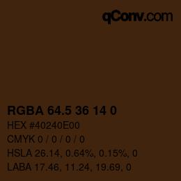 Color code: RGBA 64.5 36 14 0 | qconv.com
