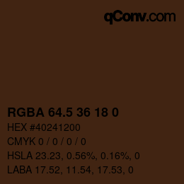 Color code: RGBA 64.5 36 18 0 | qconv.com