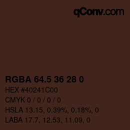 Color code: RGBA 64.5 36 28 0 | qconv.com