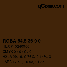 Color code: RGBA 64.5 36 9 0 | qconv.com