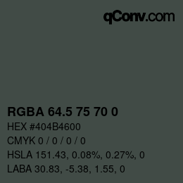 Color code: RGBA 64.5 75 70 0 | qconv.com