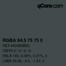 颜色代码: RGBA 64.5 75 75 0 | qconv.com