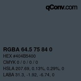 Color code: RGBA 64.5 75 84 0 | qconv.com