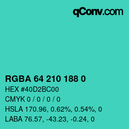 Farbcode: RGBA 64 210 188 0 | qconv.com