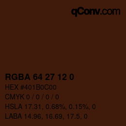 Farbcode: RGBA 64 27 12 0 | qconv.com