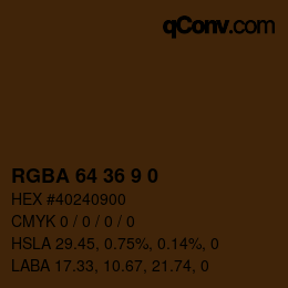 Color code: RGBA 64 36 9 0 | qconv.com