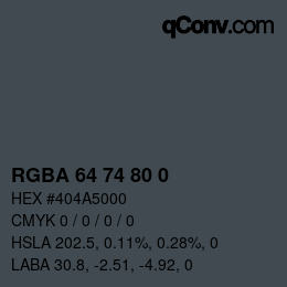Código de color: RGBA 64 74 80 0 | qconv.com