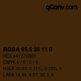 Color code: RGBA 65.5 39 11 0 | qconv.com