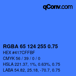 Farbcode: RGBA 65 124 255 0.75 | qconv.com