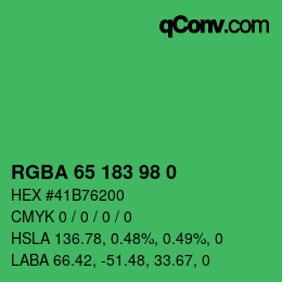 Color code: RGBA 65 183 98 0 | qconv.com