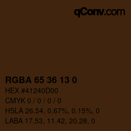 Color code: RGBA 65 36 13 0 | qconv.com