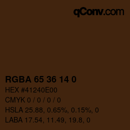 Color code: RGBA 65 36 14 0 | qconv.com