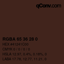 カラーコード: RGBA 65 36 28 0 | qconv.com
