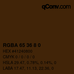 Color code: RGBA 65 36 8 0 | qconv.com