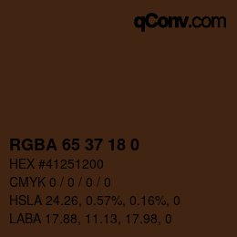 Color code: RGBA 65 37 18 0 | qconv.com