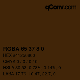 Color code: RGBA 65 37 8 0 | qconv.com