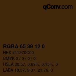 Color code: RGBA 65 39 12 0 | qconv.com