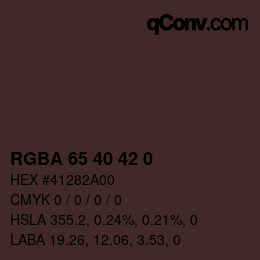 Farbcode: RGBA 65 40 42 0 | qconv.com