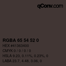 颜色代码: RGBA 65 54 52 0 | qconv.com