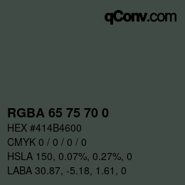 Color code: RGBA 65 75 70 0 | qconv.com