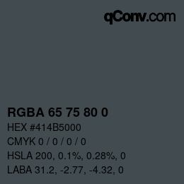 Color code: RGBA 65 75 80 0 | qconv.com