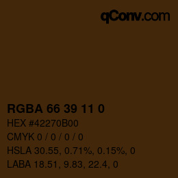 Color code: RGBA 66 39 11 0 | qconv.com