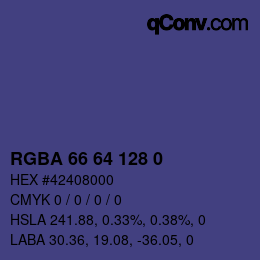 Color code: RGBA 66 64 128 0 | qconv.com