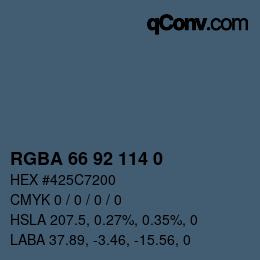 Color code: RGBA 66 92 114 0 | qconv.com