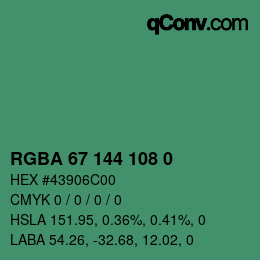 Farbcode: RGBA 67 144 108 0 | qconv.com