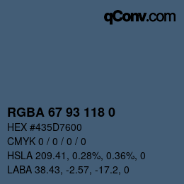 Color code: RGBA 67 93 118 0 | qconv.com