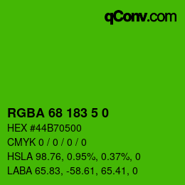Farbcode: RGBA 68 183 5 0 | qconv.com