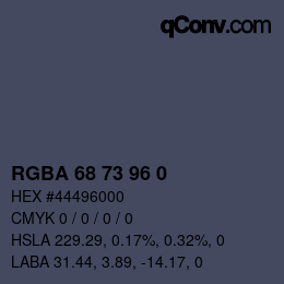 Color code: RGBA 68 73 96 0 | qconv.com